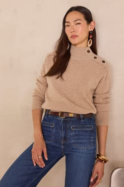 High neck jumper in 100% 4-ply cashmere BRADLEY;${refinementColor}