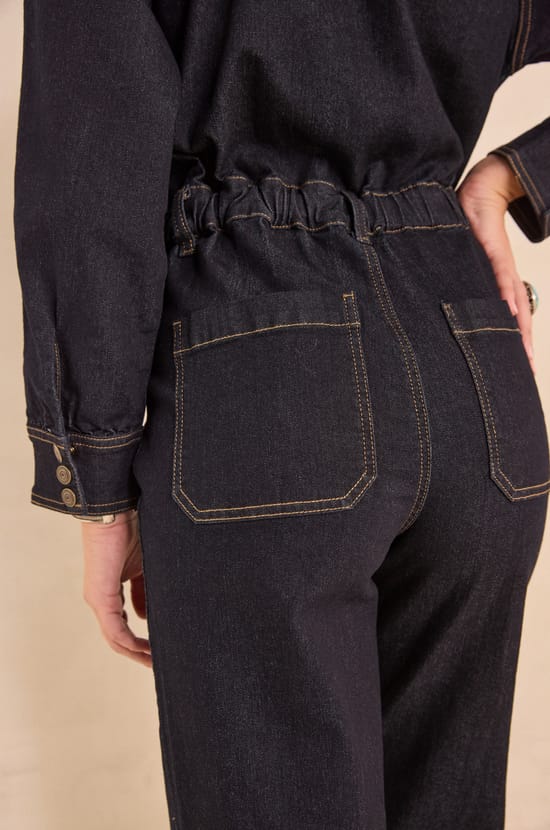 SOLENE mixed cotton denim jacket;${refinementColor}