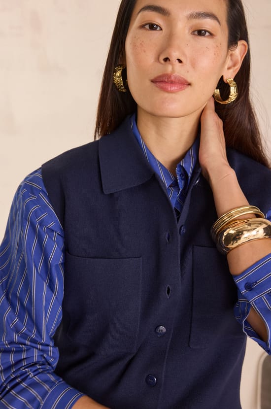 PETRA sleeveless cardigan;${refinementColor}