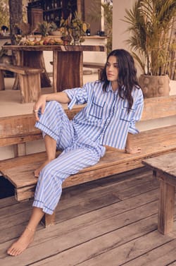 Straight striped cotton pants LOUISETTE;${refinementColor}