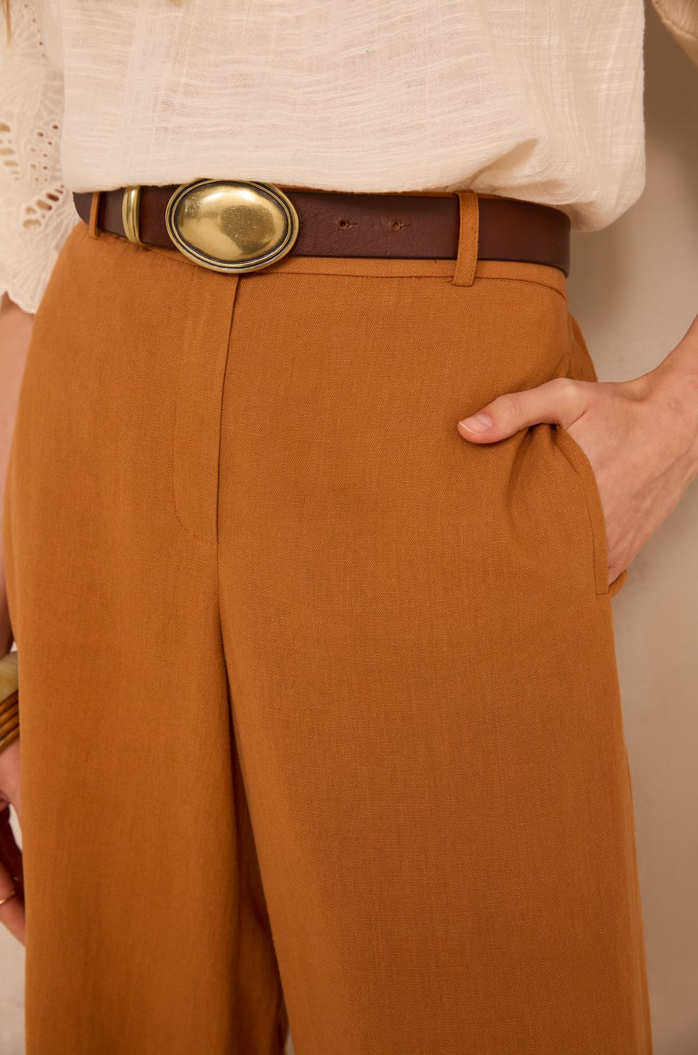 TAMINA wide linen blend pants;${refinementColor}