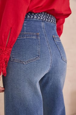 Cropped jeans with braided details ROMA;${refinementColor}