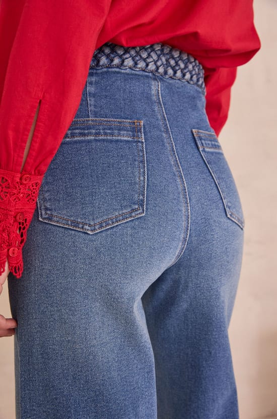 Cropped jeans with braided details ROMA;${refinementColor}