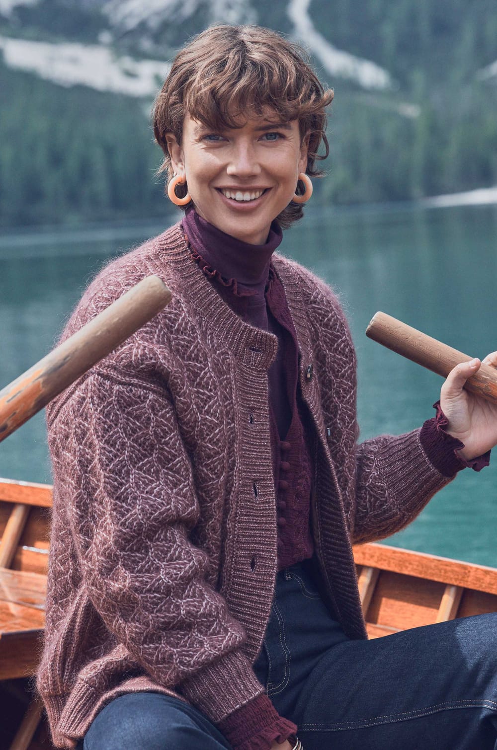 COSMO cardigan in mohair and wool;${refinementColor}