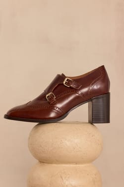 ORLANE leather heeled derby shoes;${refinementColor}
