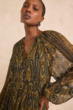 Robe fluide vert sapin en viscose PEPITE;${refinementColor}