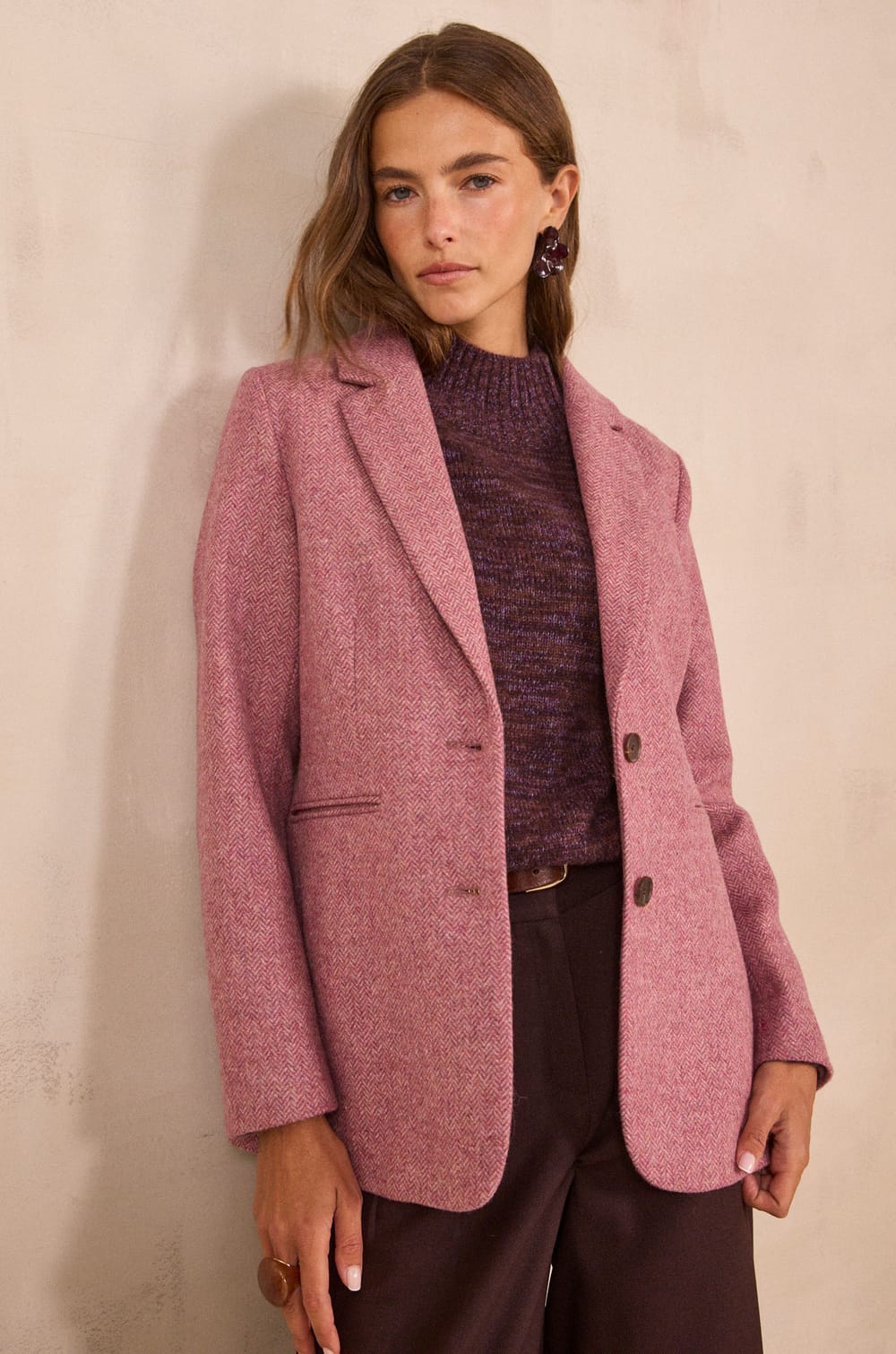 COURTNEY wool blend blazer jacket;${refinementColor}