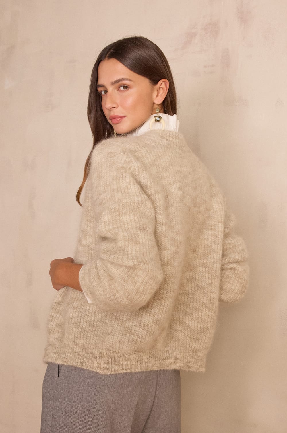 BECKY mohair and wool cardigan;${refinementColor}