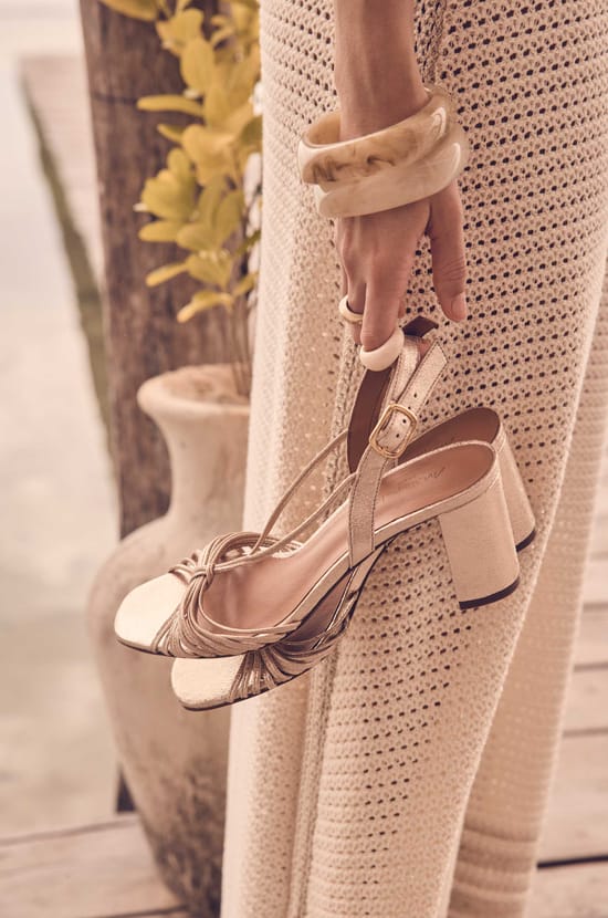 Iridescent heeled sandals in 100% leather SUNNY;${refinementColor}