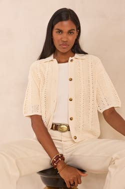 Adele short sleeve cotton blend knit vest;${refinementColor}