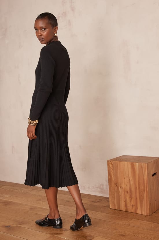 MARTIKA pleated knit Dress;${refinementColor}
