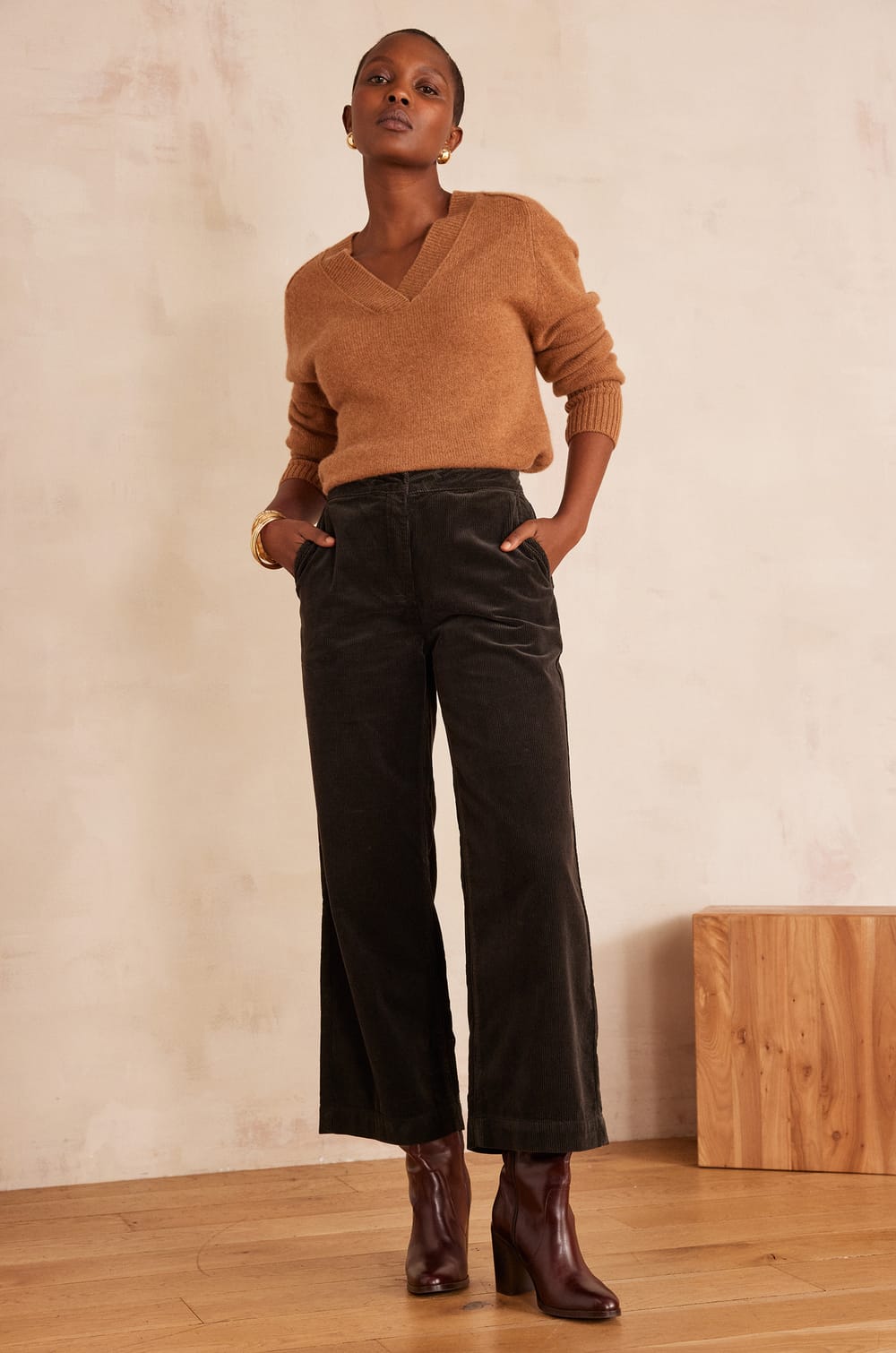 MARTIN wide-leg cotton velvet trousers;${refinementColor}