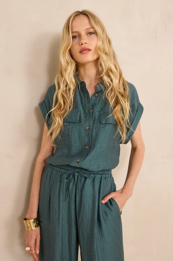 MALLORY short sleeve blouse;${refinementColor}