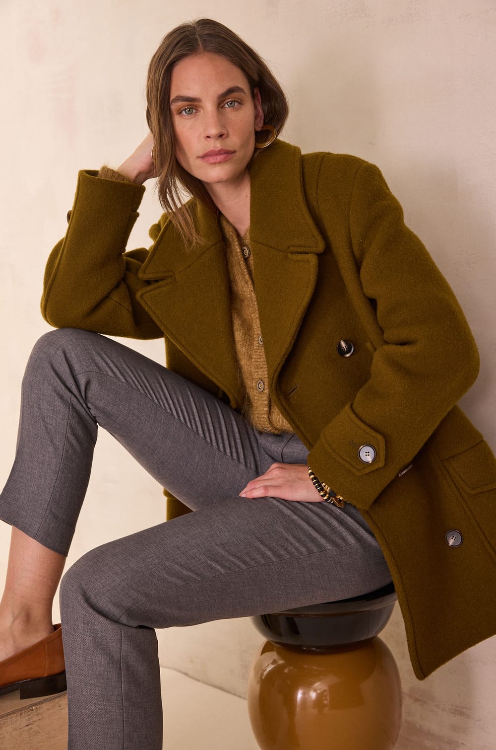 DJANIS wool pea coat;${refinementColor}