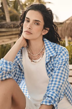 Long-sleeve cotton checkered shirt MARILOU;${refinementColor}