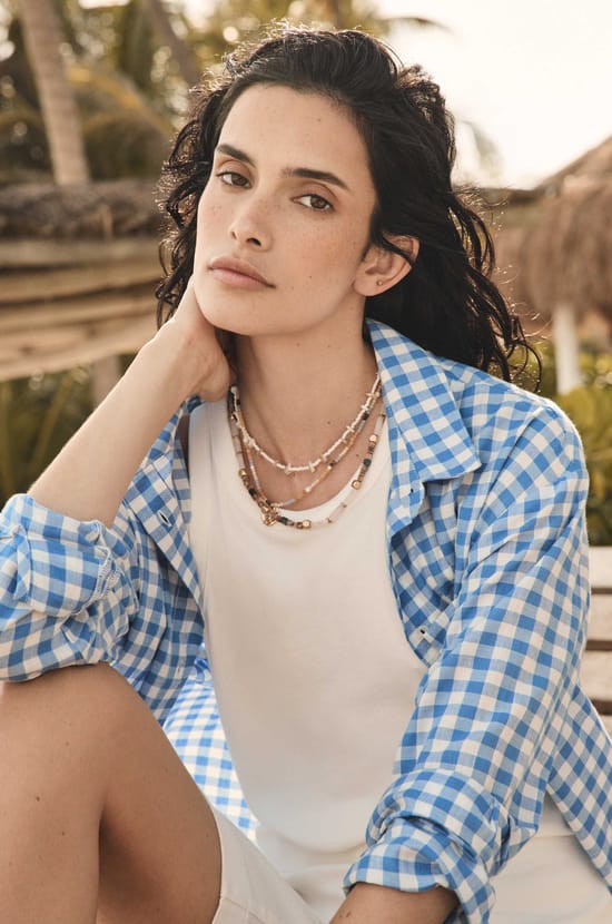 Long-sleeve cotton checkered shirt MARILOU;${refinementColor}