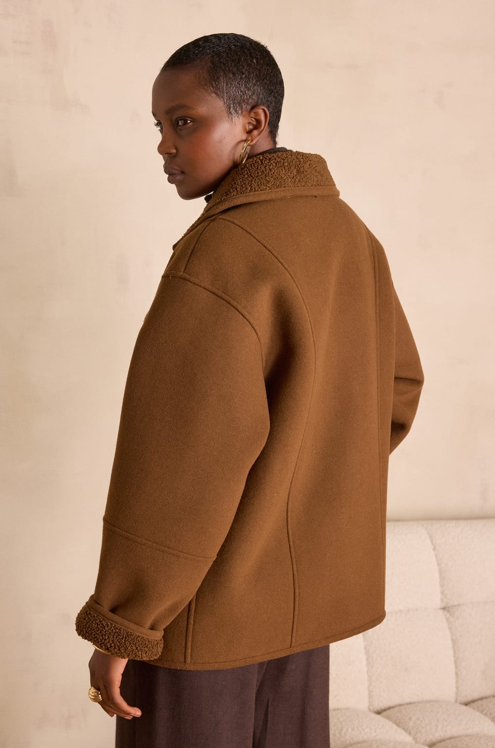 DEBBIE coat with shearling effect;${refinementColor}