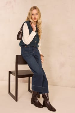 Wide and cropped cotton blend STELLA jeans;${refinementColor}