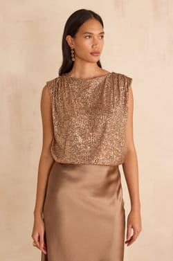 FELICITE sequin sleeveless T-shirt;${refinementColor}
