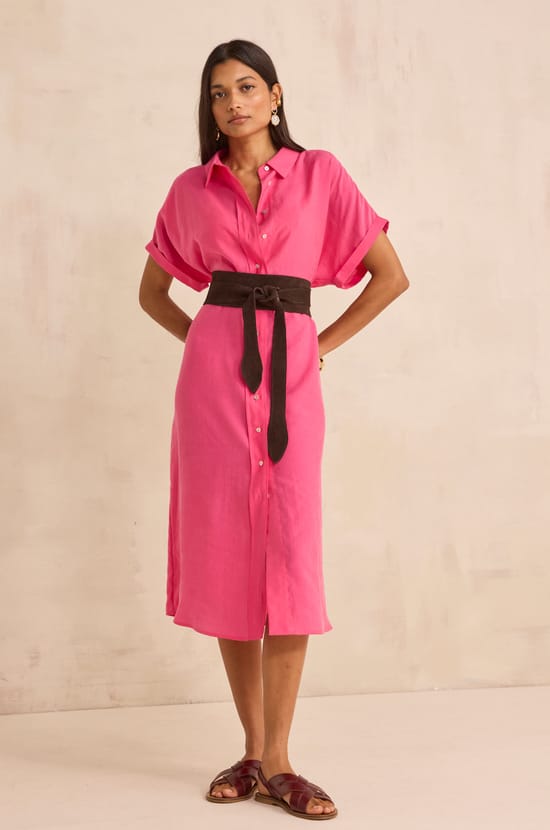 NAYAA short sleeve shirt dress;${refinementColor}