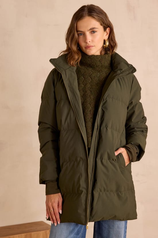 DINA mid-length puffer jacket;${refinementColor}