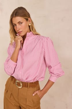 Blouse &agrave; rayures en 100% coton SIA;${refinementColor}