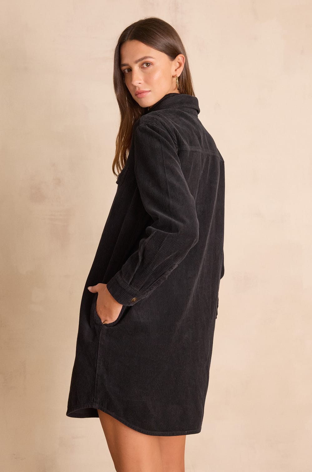 CENDRA velvet shirt dress;${refinementColor}
