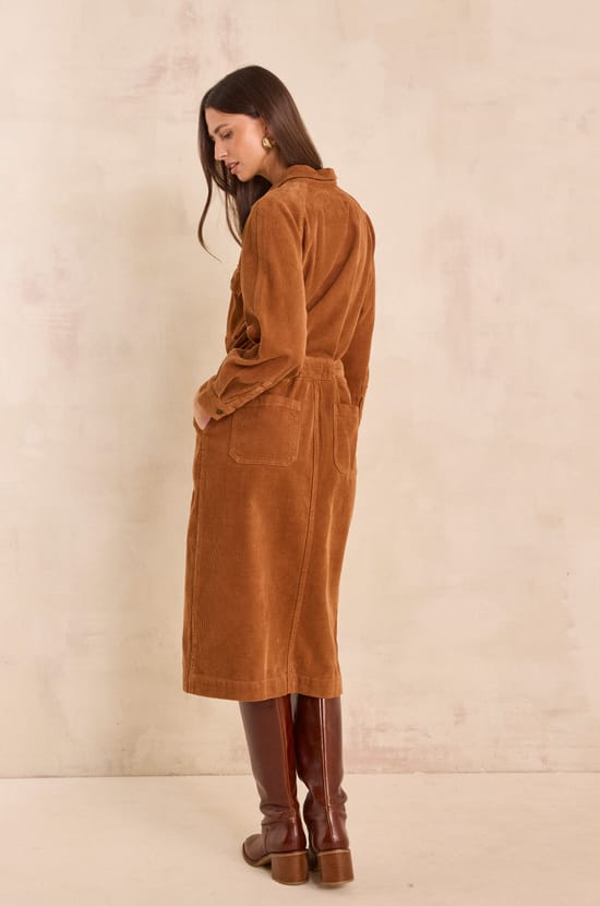 Robe en coton velours c&ocirc;tel&eacute; BETANIE;${refinementColor}