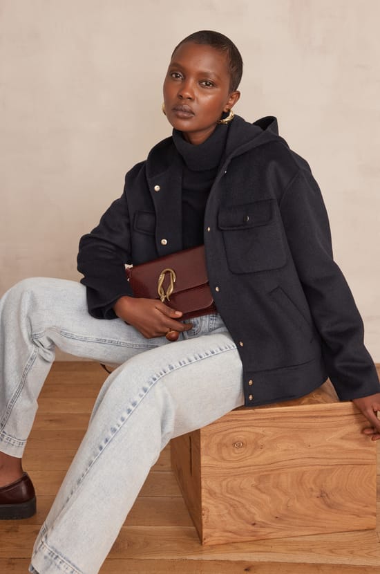 DOLINE hooded wool jacket;${refinementColor}