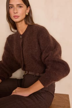 BAKER cardigan in mohair and wool;${refinementColor}