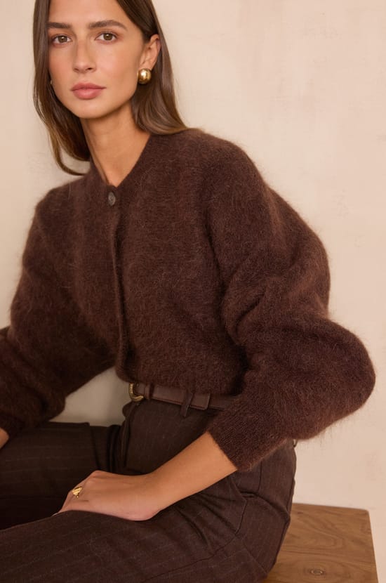 BAKER cardigan in mohair and wool;${refinementColor}