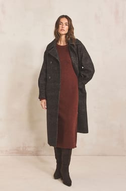 Long belted coat in blended wool DJOVANNI;${refinementColor}