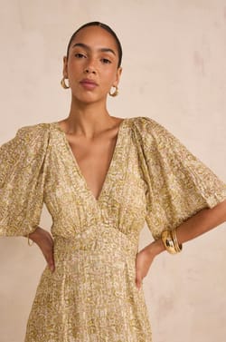 Flowy dress with shiny print BRIDGET;${refinementColor}