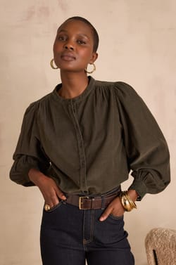 SENNA blouse in 100% cotton corduroy;${refinementColor}