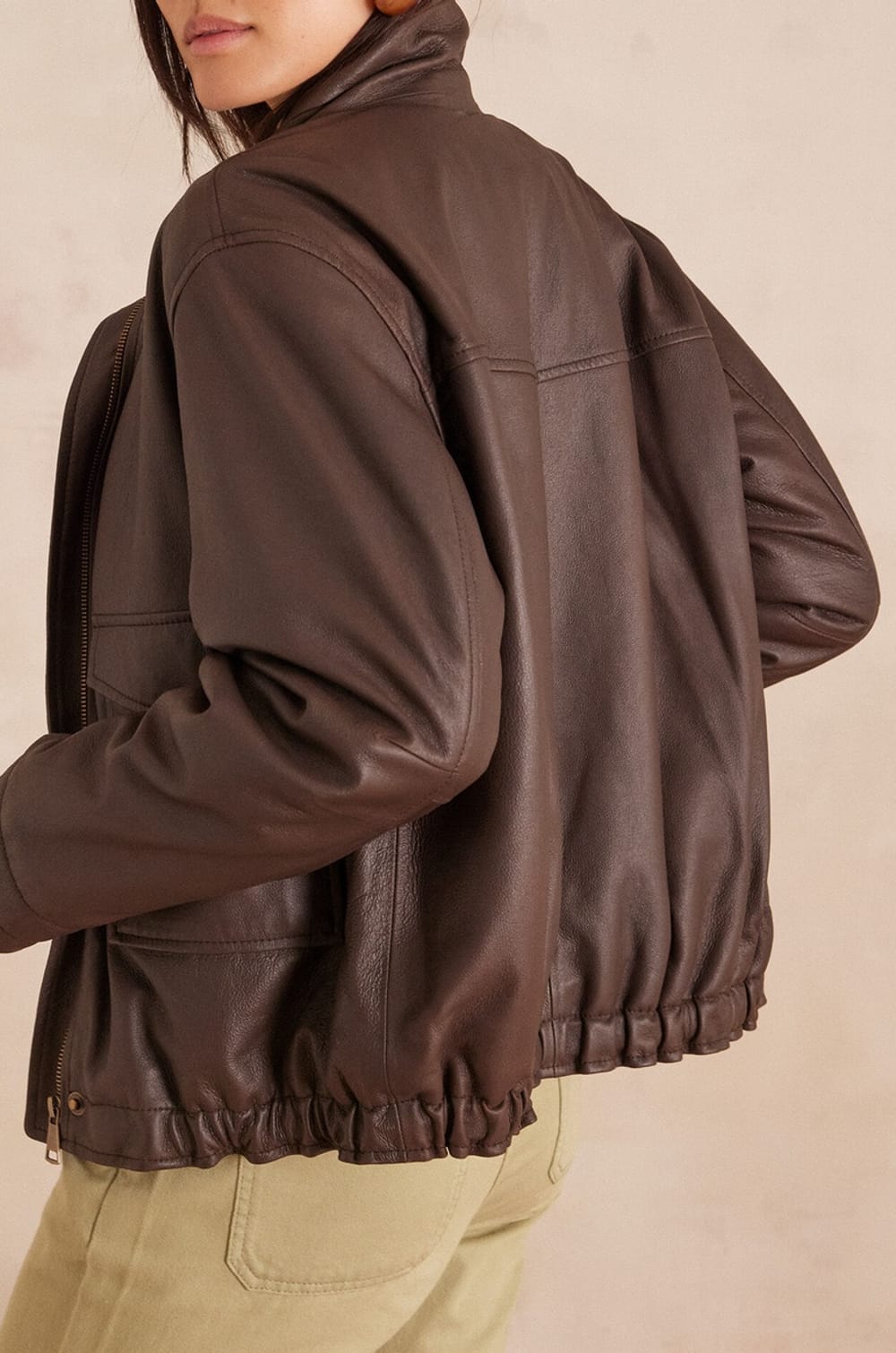 Veste bomber PERLE en cuir;${refinementColor}