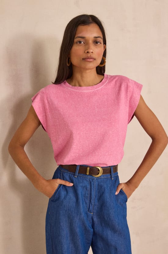 T-shirt &agrave; manches courte en chanvre et coton LOIC;${refinementColor}