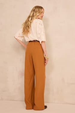TAMINA wide linen blend pants;${refinementColor}