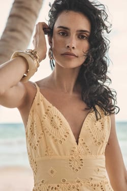 Embroidered cotton strap dress BERYLE;${refinementColor}