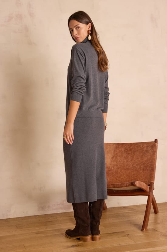 CHARLOTTE straight wool skirt;${refinementColor}