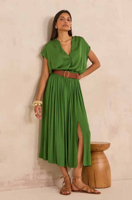 Juliana satin long skirt;${refinementColor}