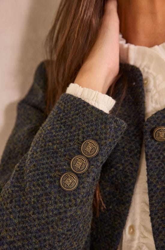 PIA long sleeve mixed wool jacket;${refinementColor}