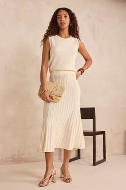 Pleated cotton blend skirt ONDINE;${refinementColor}