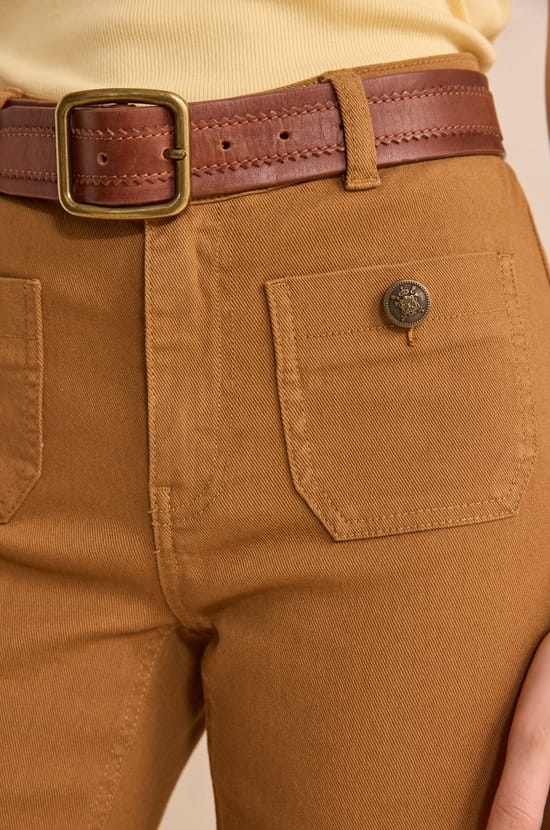 Pantalon large et cropped en coton m&eacute;lang&eacute; MAE;${refinementColor}