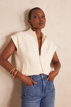 BATISTA sleeveless jacket;${refinementColor}