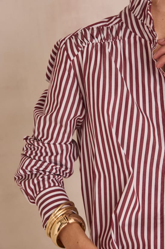 Striped blouse in 100% cotton DOUCE;${refinementColor}