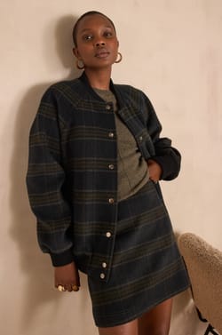 KIM checked wool bomber jacket;${refinementColor}