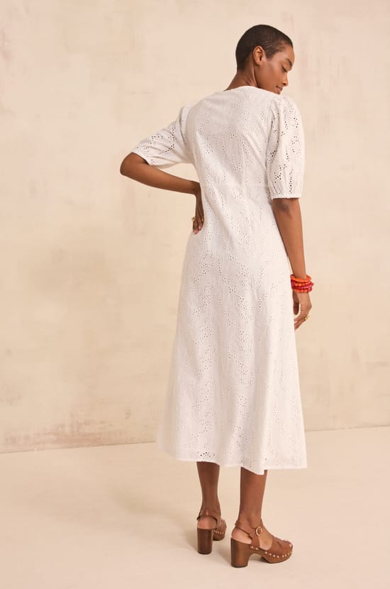 Straight embroidered cotton dress LAURENE;${refinementColor}