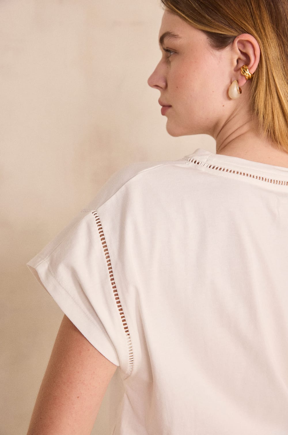 Short sleeve cotton T-shirt LOUISE;${refinementColor}