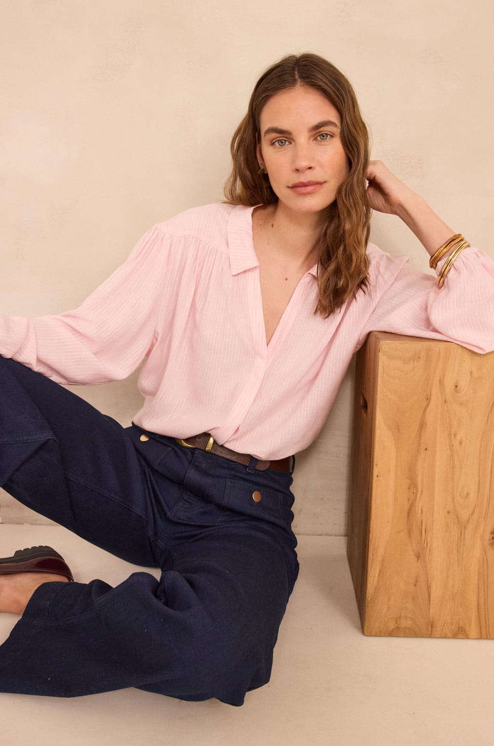 Striped blouse SEATTLE in lurex viscose;${refinementColor}