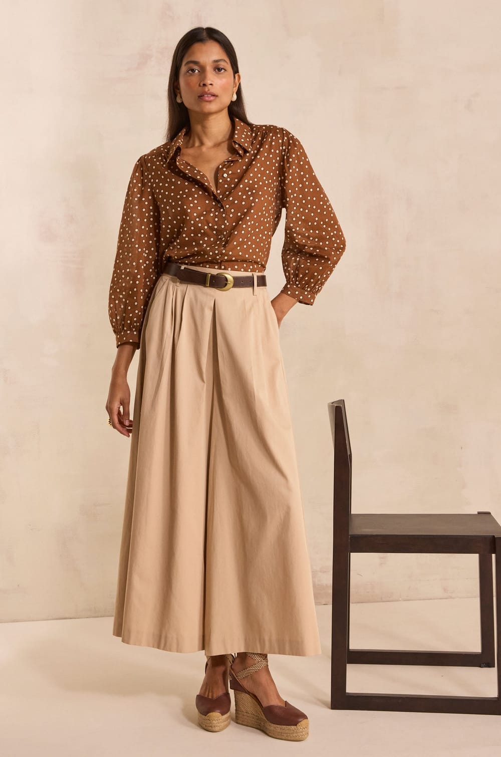 DYLAN cotton polka dot printed shirt;${refinementColor}